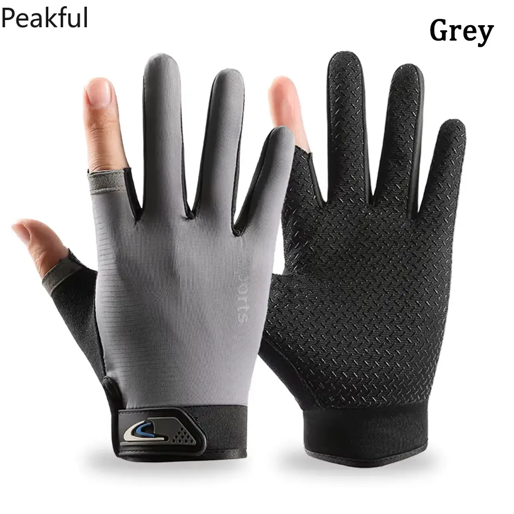 Ice Silk Half Finger Sports Gloves, Breathable Anti-slip Cycling Fishing Gloves, Lightweight Quick-dry Outdoor Workout Hand Gear, wear-resistant super fiber fabric, perfect for driving, hiking, gym training and summer outdoor activities