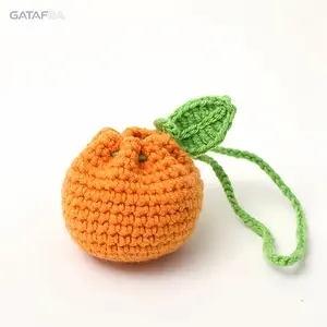 Orange Storage Bags Handwoven Tote Bag Cute Portable Coin Purse Multifunctional Decorative Organizer for Bookshelf Desk Side Table Home Bedroom Desktop Decor Daily Small Item Storage