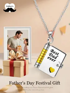 Father's Day Gift: Openable Book Pendant Necklace with "Best Dad Ever" Engraving, Titanium Steel Two-Tone Design, "Dad, I Will Always Love You" inside, heartfelt keepsake, Heartfelt message, gift for dad/husband, daily wear & occasions
