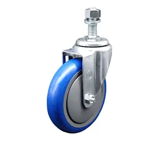 Service Caster Brand Replacement for Colson Caster 2.05254.95 - Polyurethane Swivel Threaded Stem Caster with 5" Blue Wheel and 1/2" x 1-1/2" Stem - 350 lbs Capacity/Caster