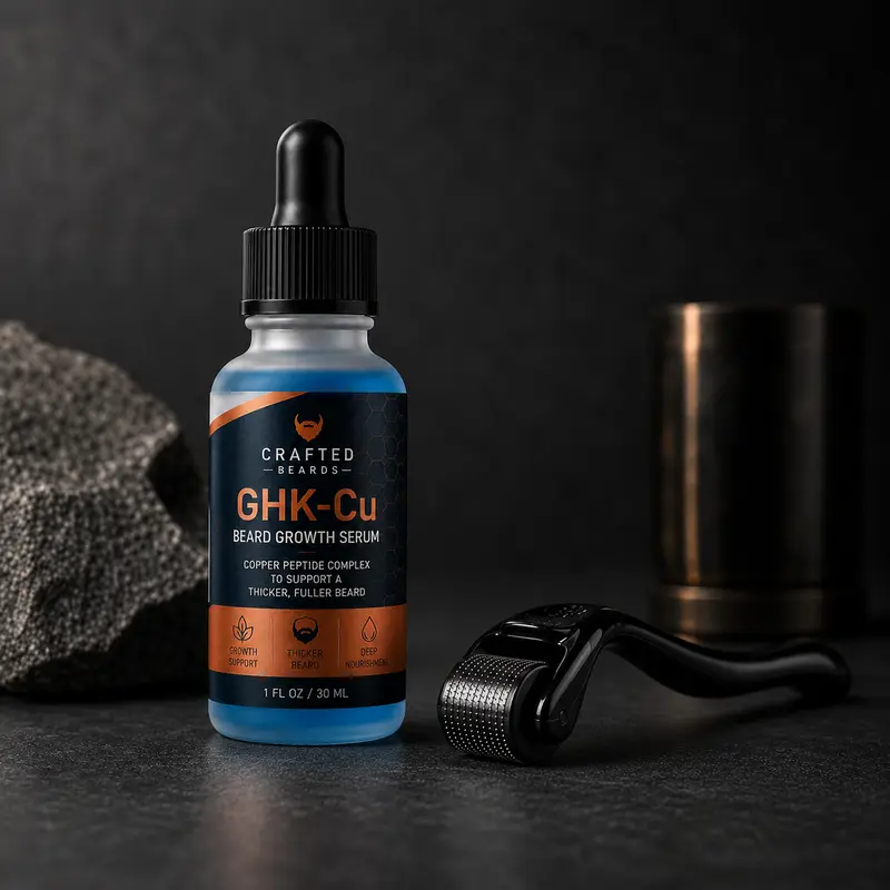 Beard Growth Kit - Grow A Thicker Fuller Beard - GHK-cu Beard Growth Serum - Beard Roller