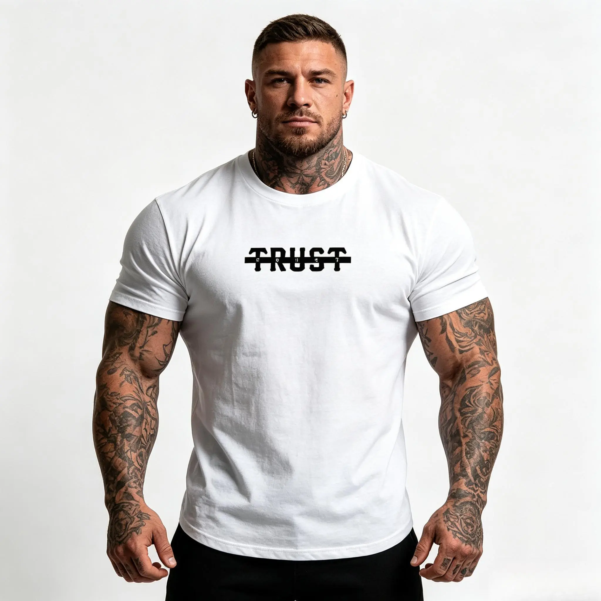 Men's Oversized Loose Short-Sleeve Cotton Tee - Round Neck Stylish Casual Menswear Top, Thick Soft True-Size Breathable Thermally Optimized Fabric, Beige/Black Simple Summer Streetwear with Chic Print