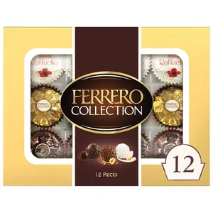 Ferrero Collection, 12 Count, Premium Gourmet Assorted Hazelnut Milk Chocolate, Dark Chocolate and Coconut, 4.6 oz Sugar Snack