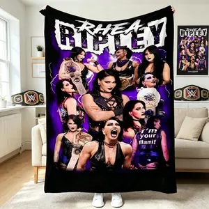 WWE Wrestling Fan Flannel Blanket, Soft Warm Lightweight Throw for Adults Kids, Sofa Bed AC Room Home Office Travel Camping Birthday Christmas Gift