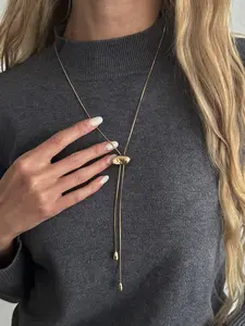 Boho Geometric Irregular Ccb Adjustable Length Fashion Long Necklace, Luxurious Casual Party Women's Versatile Metal Pendant Gift