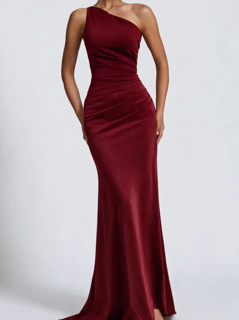 Burgundy long dress drapped neck - TikTok Shop Burgundy long dress drapped neck - TikTok Shop