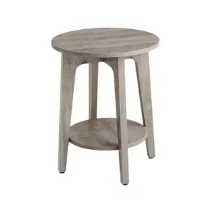 Round End Table with Lower Shelf