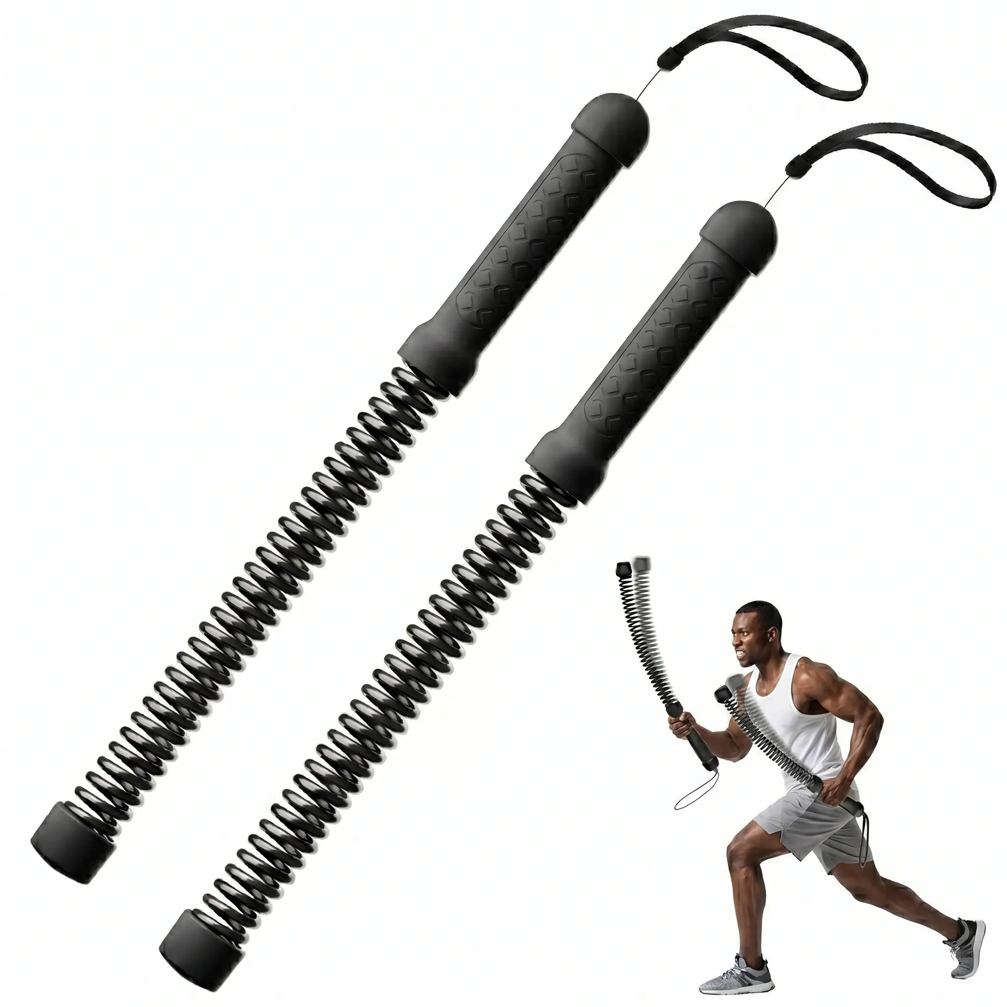 Cordless Battle Rope, Portable Spring Fitness Stick for Home Gym & Travel, High-Resistance Workout Tool for Full-Body Strength Training,Portable Cordless Battle Rope - Spring Resistance Fitness Stick for Home & Travel Workouts