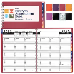 Ensight 2026 Appointment Book & Planner 6.5x8.5 in Large Tabbed Daily Hourly Weekly Schedule Book 30-Min Slots Maroon Jan 2026 - Dec 2026 Business & Personal Organizer