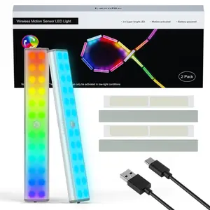 24LED RGB Under Cabinet Light - Motion Sensor, Rechargeable Changing Color LED, Christmas Lights for Kitchens, Bedrooms, Hotels & Bars Room Lights