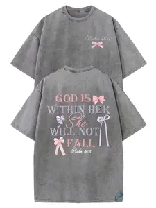 Coquette Christian Women's T-Shirt, "God Is Within Her" Graphic Tee, Psalm 46:5 Inspirational Women's Top