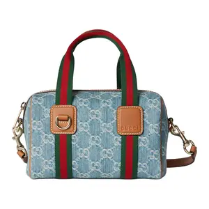 Gucci GG Classic Denim Boston Bag Mini in Blue and White for Men and Women
