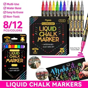 Liquid Chalk Marker Pens Set, Erasable Multicolor Highlighters, LED Writing Board & Glass Window Art Markers, Art Supplies, 12 Colors Available