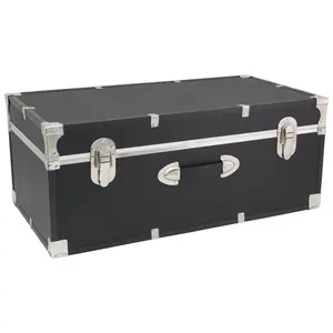 212 MAIN 30 in. Seward Basic Wood Trunk with Dual Locks, Black, for Room Storage