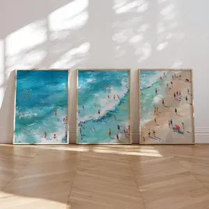 Set of 3 Coastal Summer Wall Decor| Tropical Vacation Printable| Aerial Beach Wall Prints |Framless Poster