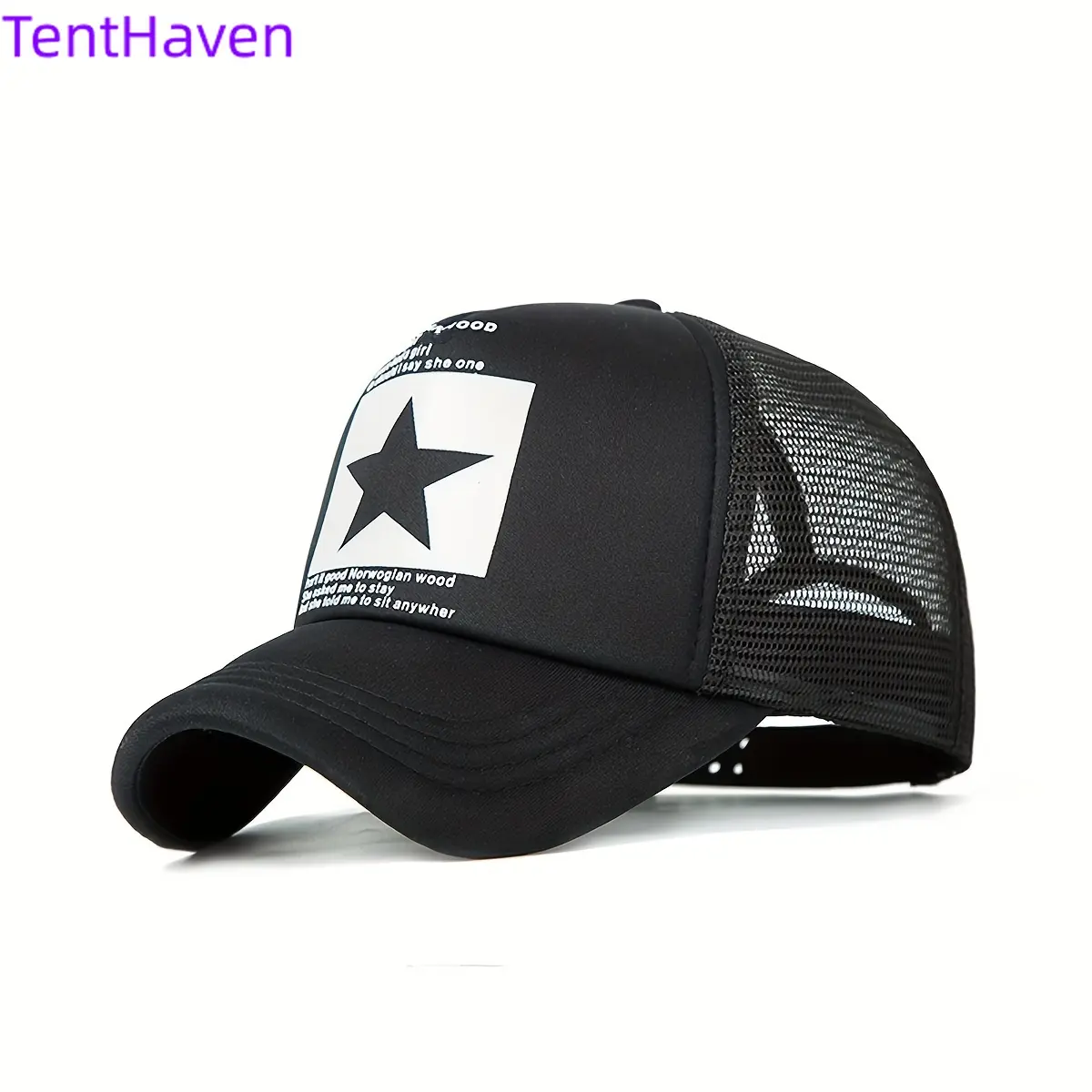 Men's Black Mesh Baseball Cap with Star Logo - Breathable Six-Panel Design, Adjustable Fit, Casual Sporty Style for Outdoor Activities, Baseball Cap, Summer Headwear, Stylish Headgear, Durable Headwear, Mesh Fabric Cap, Streetwear Lovers Men's Black Mesh Baseball Cap with Star Logo - Breathable Six-Panel Design, Adjustable Fit, Casual Sporty Style for Outdoor Activities, Baseball Cap, Summer Headwear, Stylish Headgear, Durable Headwear, Mesh Fabric Cap, Streetwear Lovers