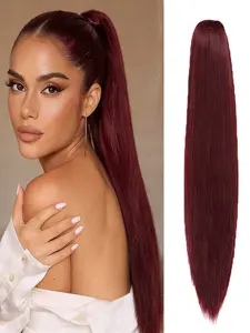 Ponytail Extension Long Straight Drawstring Pony Tail Hair Pieces Synthetic Ponytails Natural Soft Clip in Hair Extension Synthetic Extensions ponytail for Women