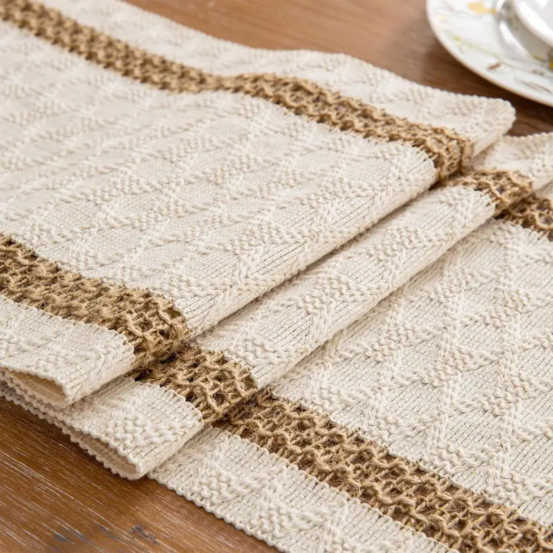 Boho Table Runner for Valentine's Day Home Decor 72 Inches Long Farmhouse Macrame Easter Table Runner Cotton Linen Woven Table Runners for Spring Dining Table Decoration, Beige & Brownvalentine's day decor