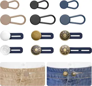 12 count Button Extenders for Jeans, Pant  Extenders for Women & Men, No Sew Pants Waistband Expanders, Flexible Adjustable Elastic  Extension 1-1.8 Inches, with a Tape Measure