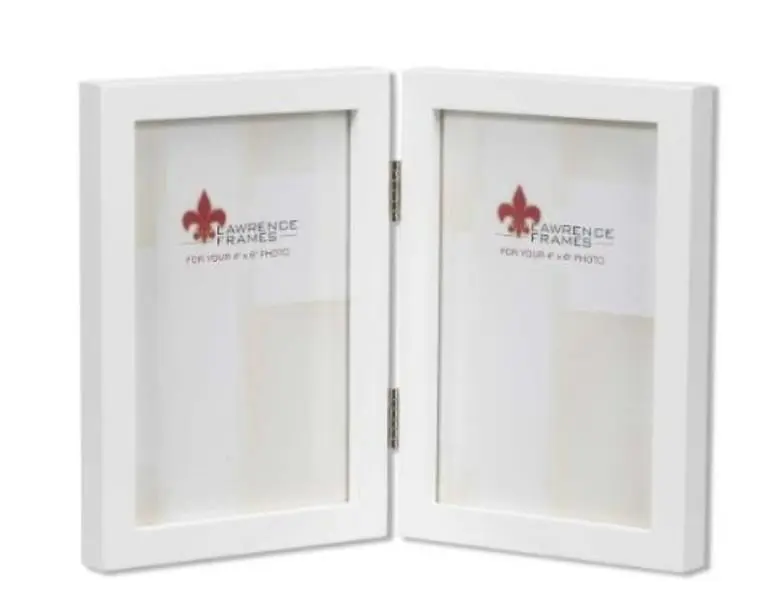 212 MAIN High Quality 5x7 Hinged Double White Wooden Picture Frame - Gallery Collection, Wall-Mountable Home Wall Decor for Baby Spaces