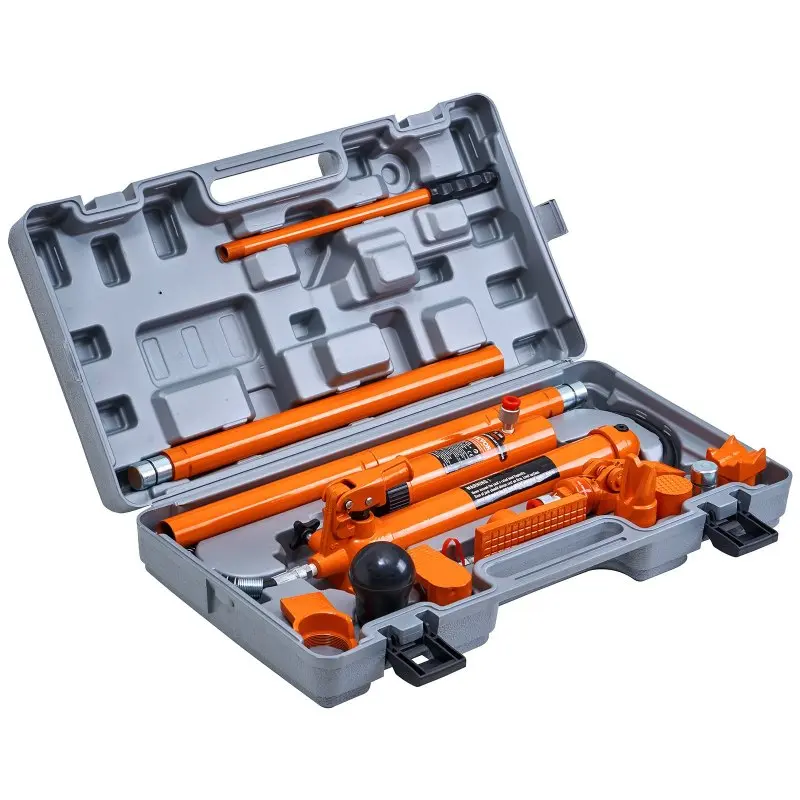 10T Porta Power Kit, Hydraulic Ram with Pump, Car Jack with 4.6 ft/1.4 m Oil Hose, Bent Frame Repair Tool with Storage Case for Automotive, Garage, Heavy Equipment, Mechanic