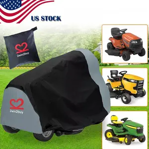 HOMEYA Riding Lawn Mower Cover, Heavy Duty 420D Oxford Outdoor Tractor Cover Waterproof UV Protection Lawn Mower Cover Fit Decks up to 54" with Elastic Cord & Storage Bag- Black & Gray