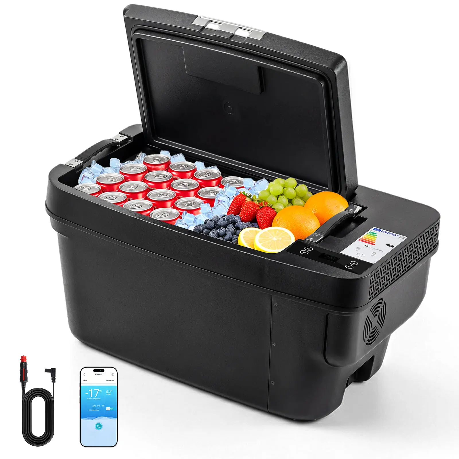 VEVOR 12 Volt Refrigerator, 37 QT/ 35L Car Fridge for Tesla Model Y, Portable Electric Freezer Compressor with APP Control, 12V/24V DC, -8℉ to 50℉#BacktoSchool