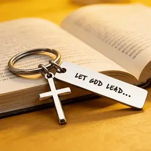Let God Lead Cross Keychain Religious Jewelry Accessory Perfect Gift for Christian Faith