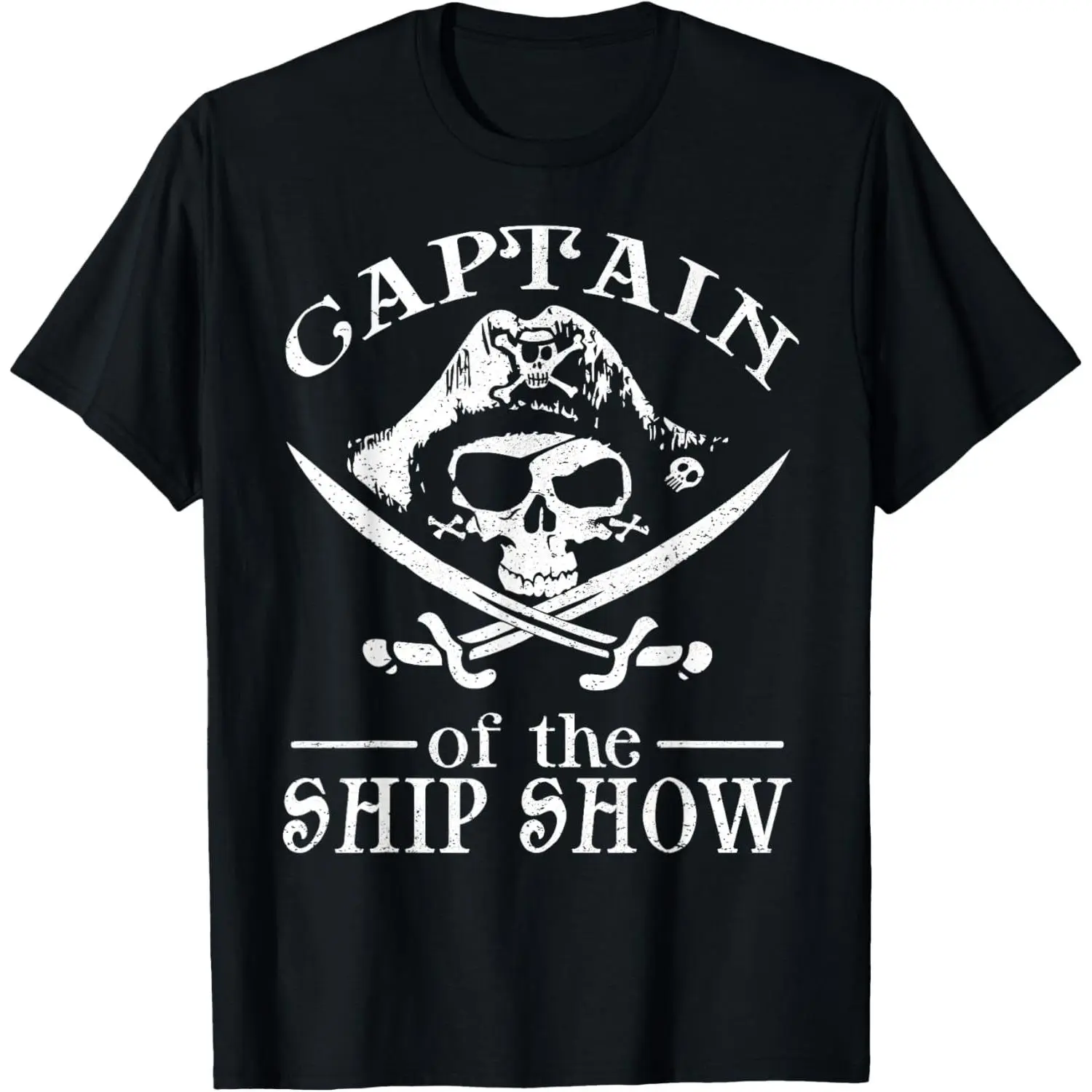 Funny Pirate Graphic Tee for Women, Casual Round Neck Short Sleeve Boating Top in Soft 100% Cotton, Made in USA, Tops, Shortsleeve, Print, Straight