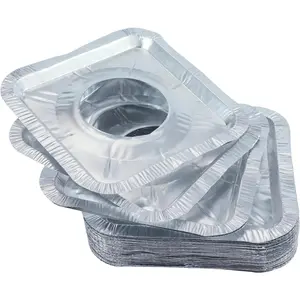 Gas Burner Liners (50 Pack) 8.5" Disposable Aluminum Foil Square Stove Burner Covers - Gas Range Protector Foil Liners to Catch Oil,  and  Spills