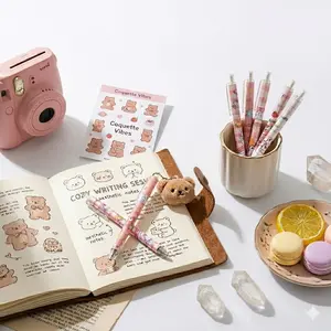 10-Pack Cute Bear Clicker Neutral Pens, Pen Set, Ink, Smooth Writing, Elegant Pen, Ideal for School Supplies and Stationery