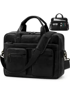 Men's Vintage Messenger Bag, PU Leather Computer Laptop Bag, Waterproof Briefcase for Men, Retro Satchel Bag for Work Office Business Travel, Travel Essentials