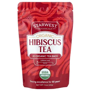 Starwest Botanicals Organic Hibiscus Tea, Caffeine Free, 20 Organic Tea Bags, 1.4 oz (40 g)