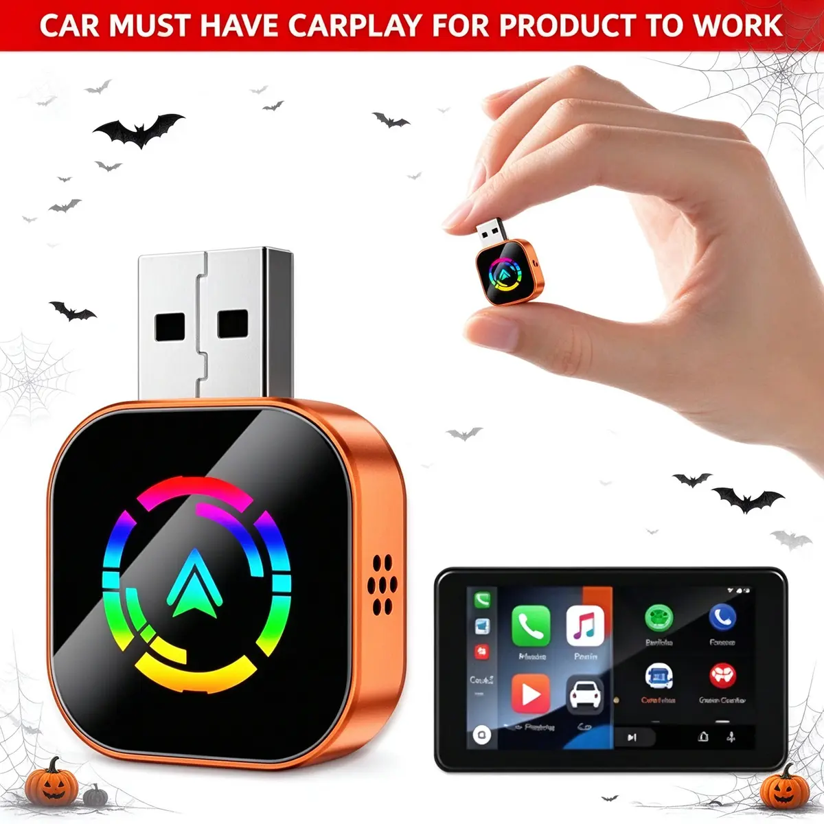 AiFine 2026 Upgraded Wireless CarPlay Adapter for iPhone and Android Auto, Bluetooth Connection , Wired to Wireless Converter -Mini Size Having USB A/C Cable,toolupgrade