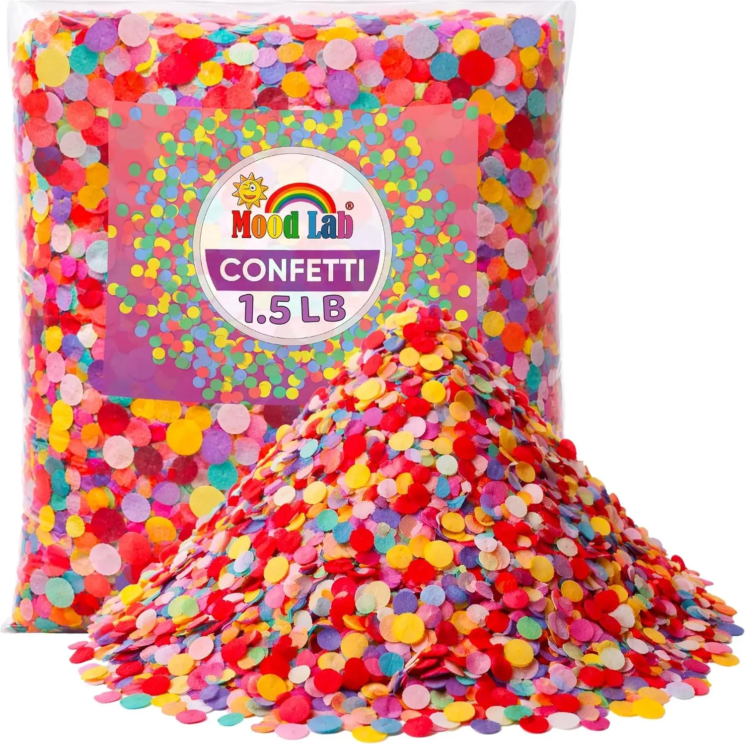 Mood Lab Multicolor Confetti - Mexican Colorful Party Confetti - 1.5 LBs/680 grams - Round Tissue Confetti