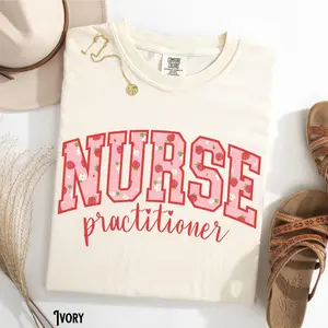Nurse Practitioner Shirt, NP Strawberry Tee, Comfort Colors®, Nurse Practitioner Varsity Tshirt, Spring, Summer, Strawberries, Gift for NP