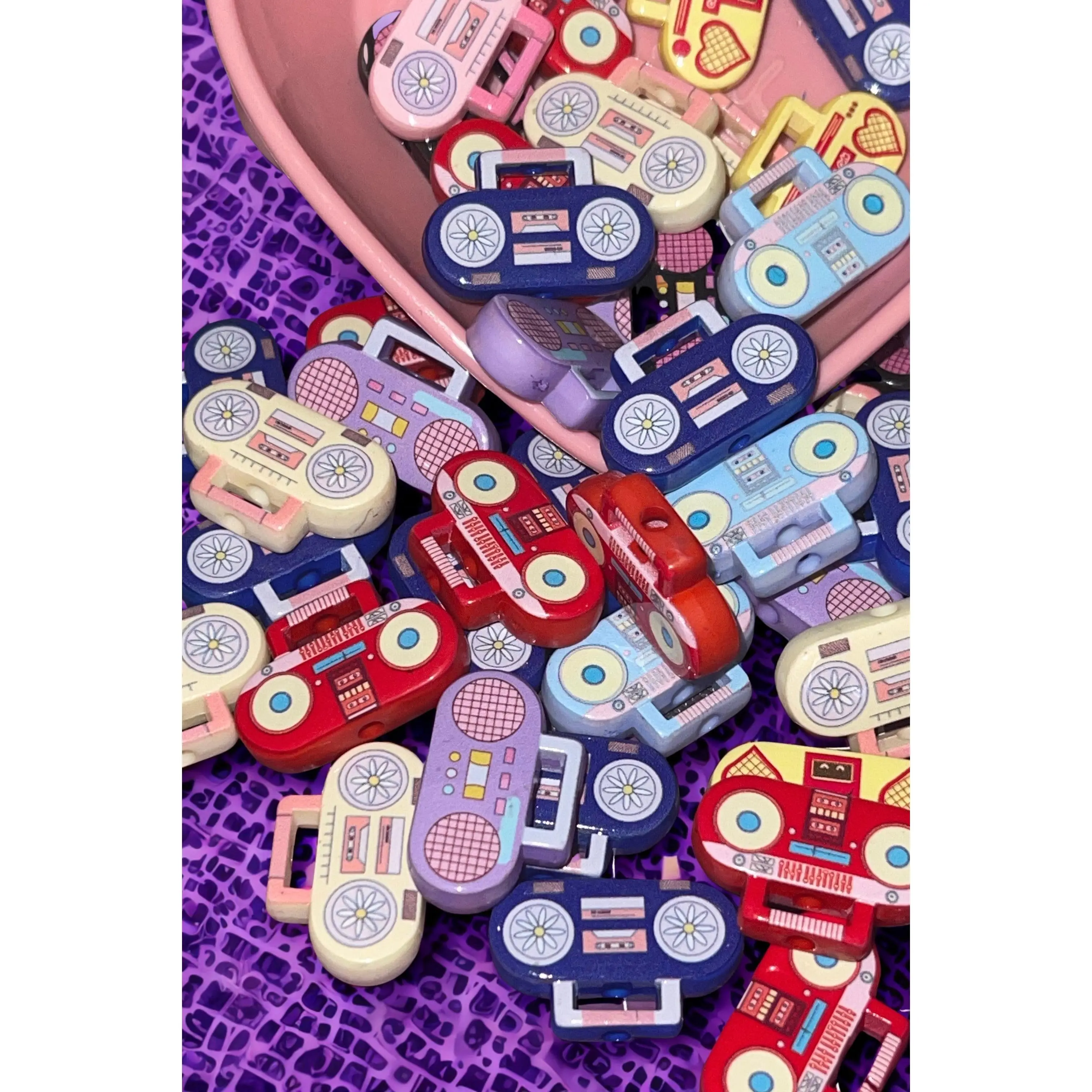 Retro Boombox Beads — 80s & 90s Novelty Beads | 10 Per Pack