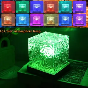 Cube Lamp Northern Lights Projector, Sixteen colors Gradual Rotating Flame Water Lights for Bedroom, Ocean Lamp with Remote Control for Office Bar Restaurant Bedroom Underwater Projector Light TikTokShopJumpstartSale clearance items