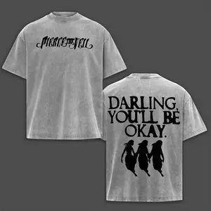 Darling You'll Be Okay T-shirt & Hoodie Washed Pierce The Veil Band Vintage Unisex 2 Sides Printed Acid Washed Hoodie & Shirt, PTV World Tour Apparel, Emo Revival Energy Meets Modern Alt-Streetwear , For Post-Hardcore & Scene Rock Fans Merch
