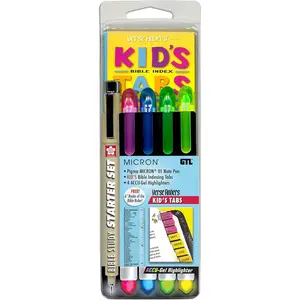 Accu-Gel Bible Highlighter, Pigma Micron Bible Study Starter Set – Kid's Rainbow Verse Finder Bible Tabs  (Stationary)
