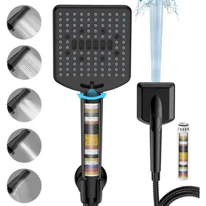 Filtered Shower  with Handheld Matte Black - High  6 Modes, 120 Anti-clog Nozzles, Detachable Showerhead with Hard Water Filters, Extra Long 6ft Hose, Power Wash Mode for Bathroom