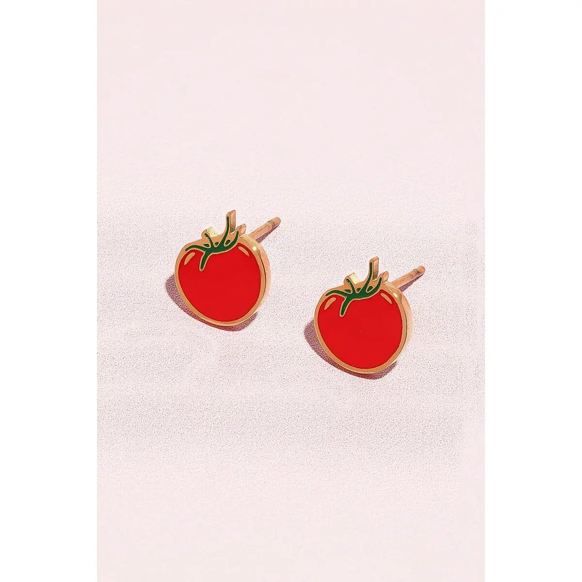 Tomato Girl Enamel Charm Stud Earrings