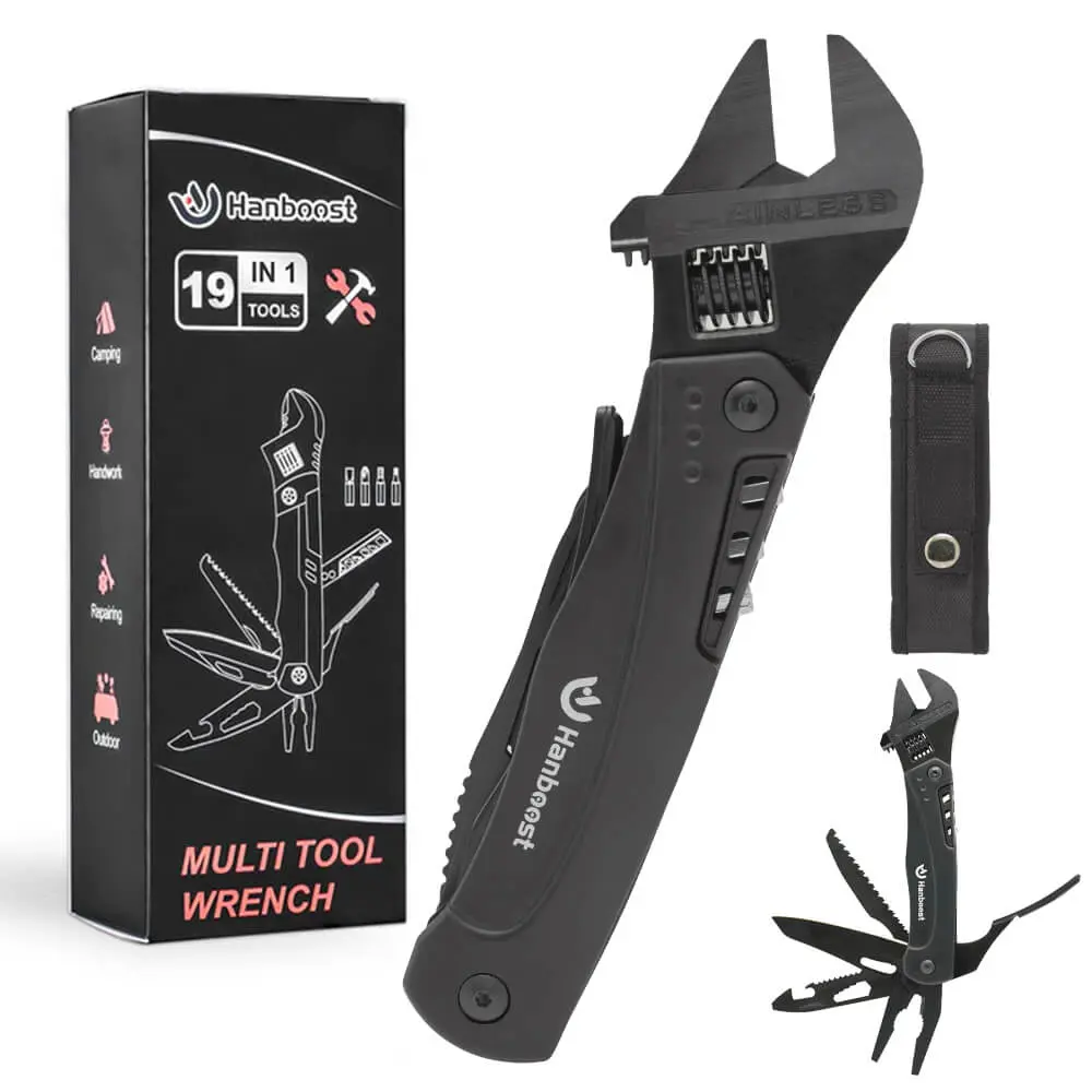 Hanboost 19 In 1 Multitool Wrench with Wire Cutter for Outdoor Camping Stainless Steel Tools Portable Repair Tools