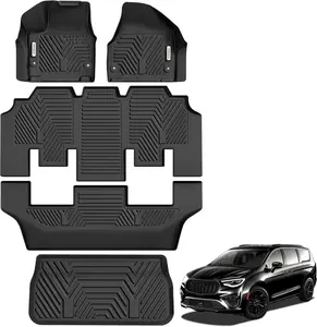 YITAMOTOR Floor Mats Fit for 2017-2024 Chrysler Pacifica 7 or 8 Passenger Model(No Hybrid Models), 3 Row Floor Liners and Cargo Mat All Weather Protector Car Accessories