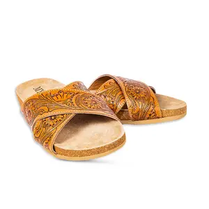 Myra Gracie Western Inspired Hand-Tooled Sandals Footwear Women Footwear Women