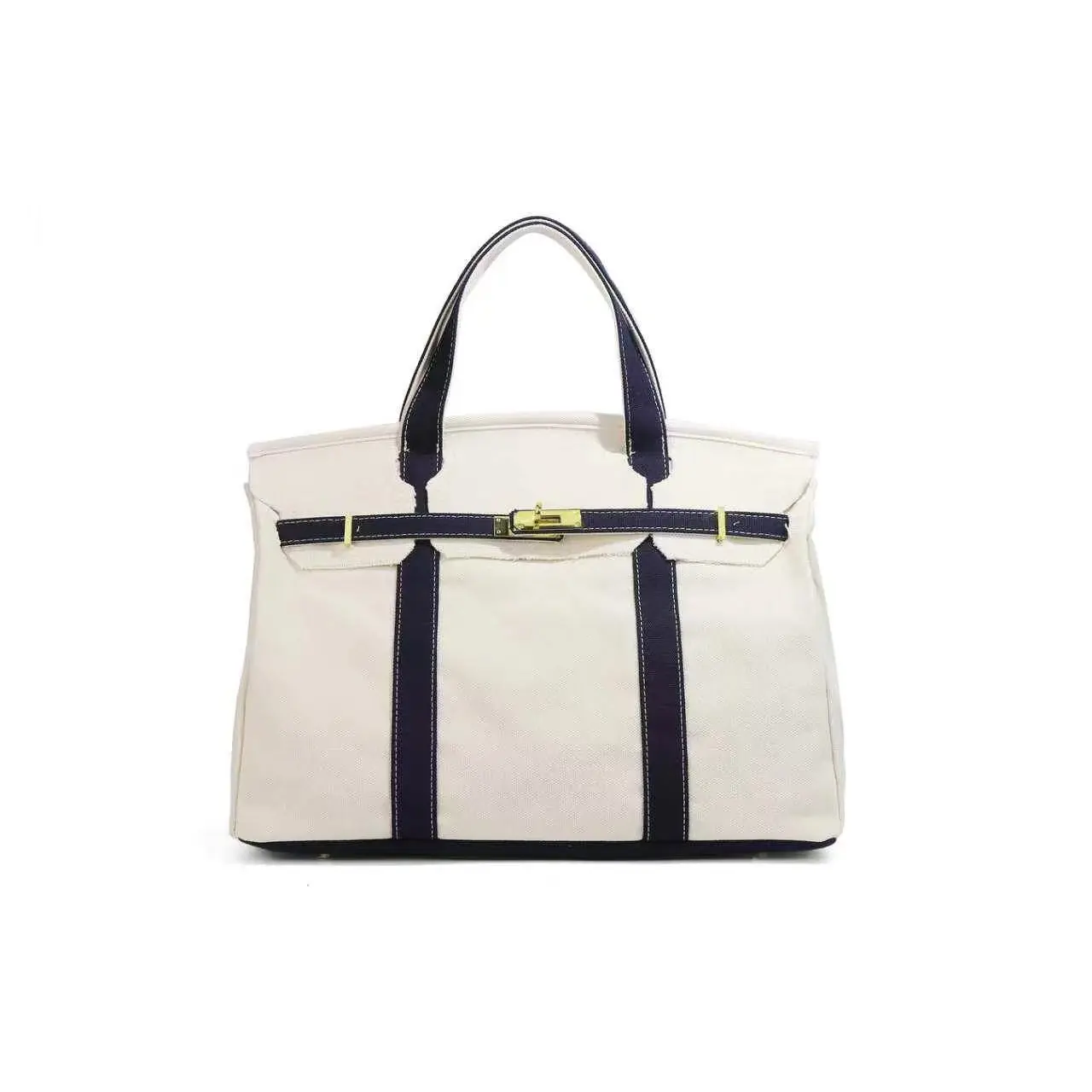 High-End Colorblock Canvas Bag, Large Capacity Commuter Tote, Casual Plain Handbag, All Seasons Versatile Shoulder Bag