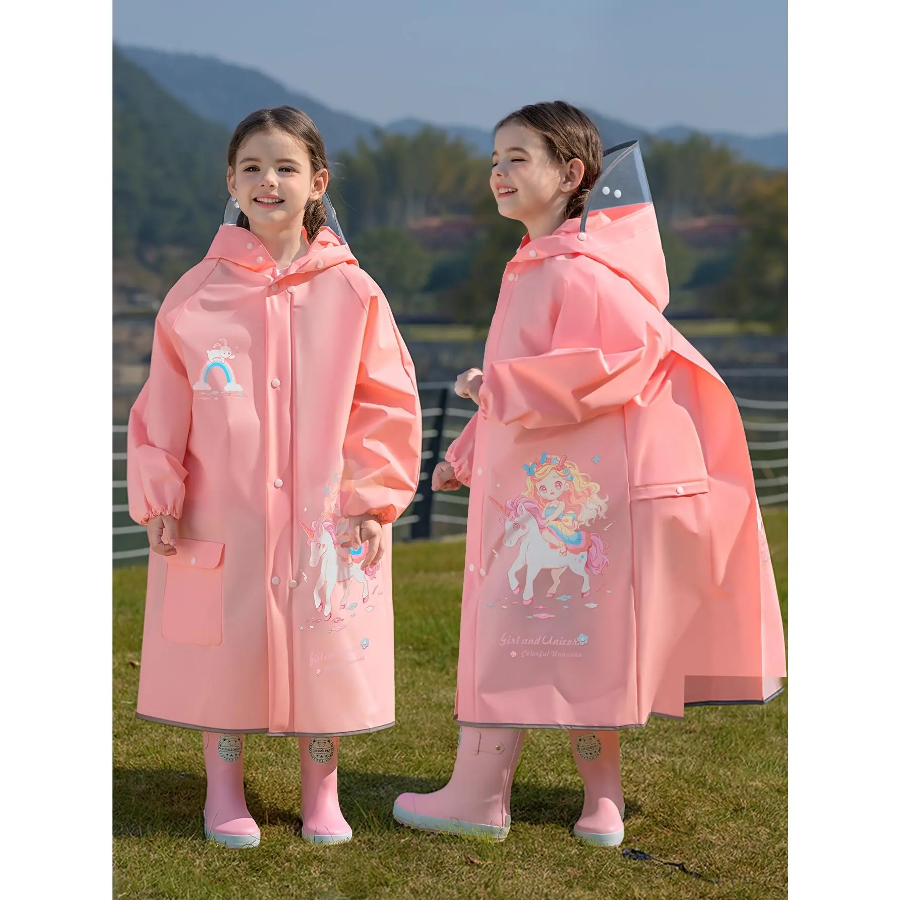 Brand Price: 30% Off - Sweetie Kids' Raincoat, Girls' Cartoon Poncho, Boys' School-Specific Raincoat, 1pc