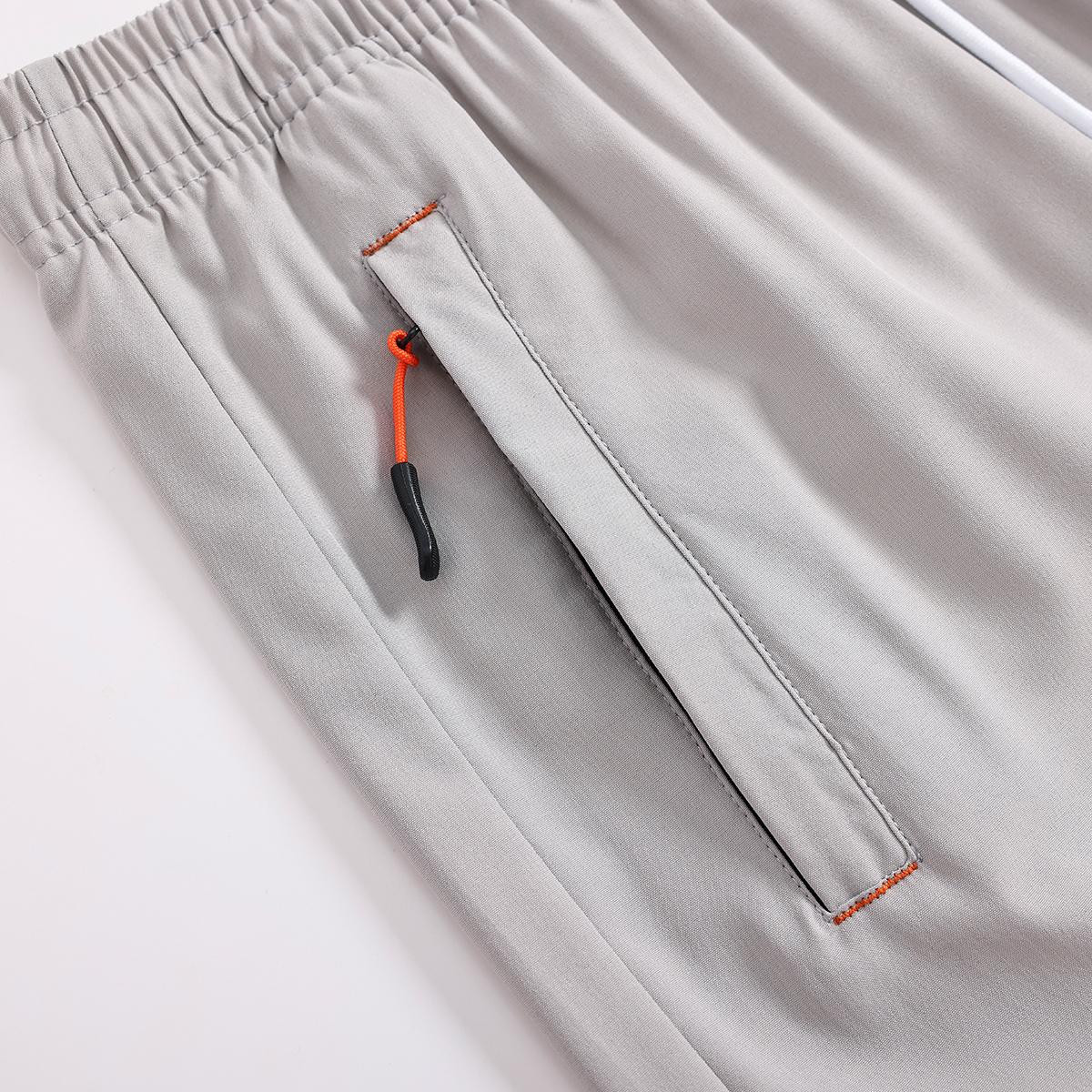 5-piece set of quick-drying and comfortable shorts, men's casual non-elastic elastic waist drawstring shorts with zipped pockets, suitable for summer gym workouts and training.