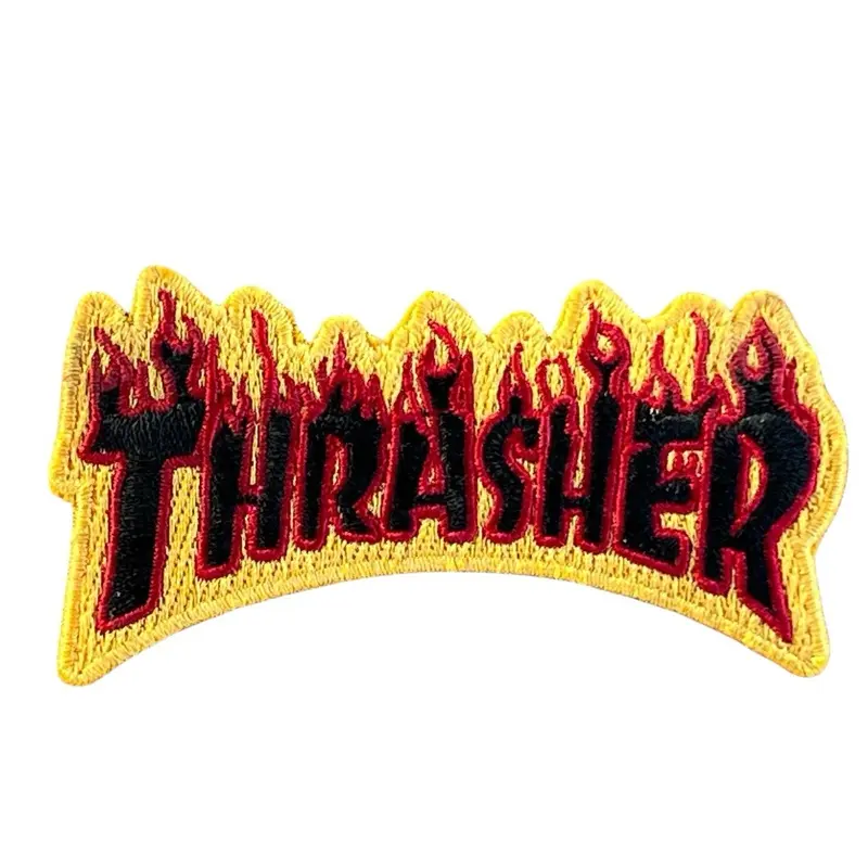 THRASHER MAGAZINE EMBROIDERED PATCH IRON/SEW ON 3.5" X 2" SKATEBOARDING FLAMES