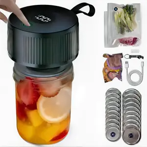 Upgraded Version 3-in-1 Electric Mason Jar Vacuum Sealer | One-Touch Food Saver + Multi-Size Lids & Bags (Free Mystery Gift)